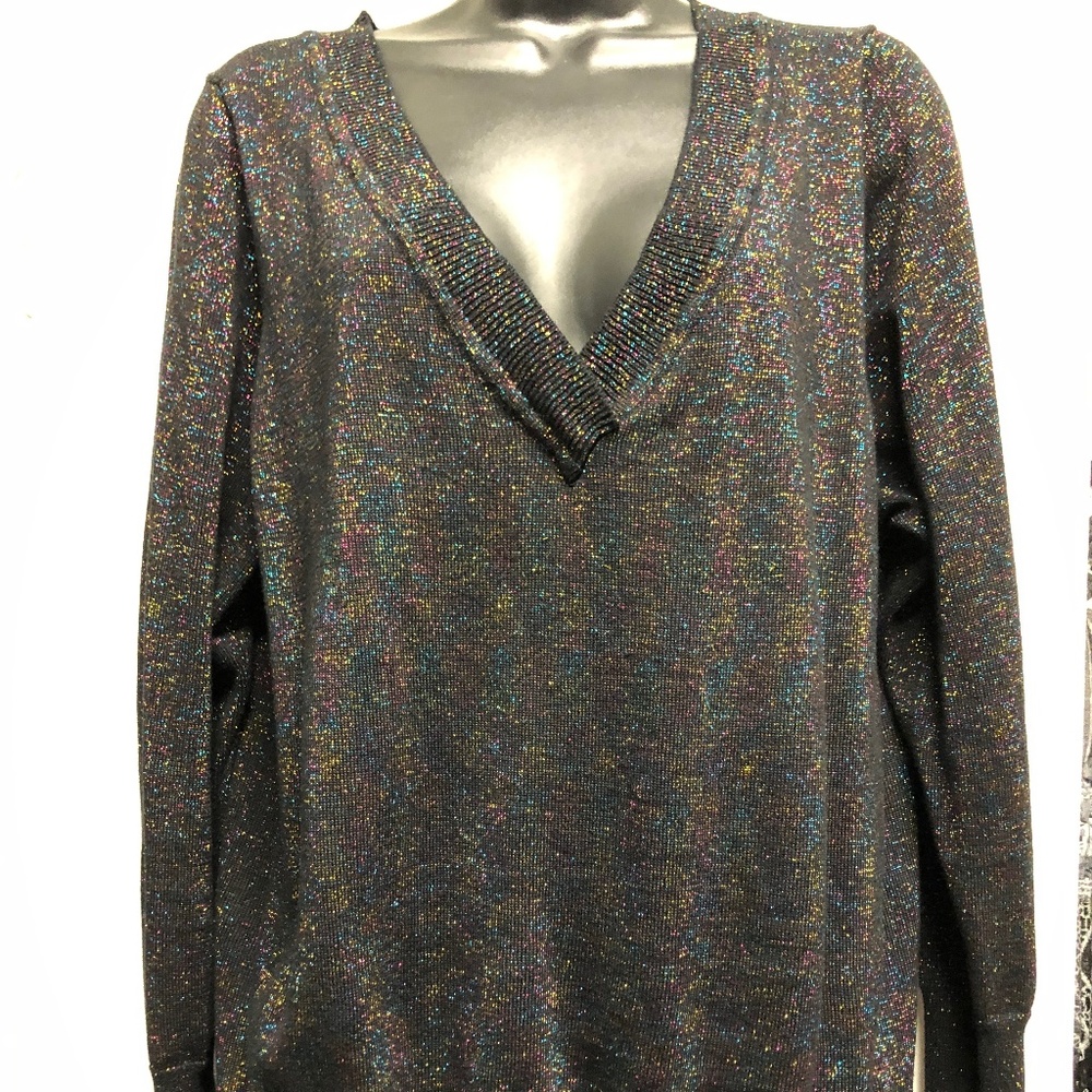 Lane Bryant Mutil Color Stitching Sweater. Festive